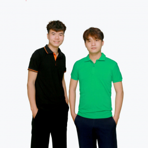 Áo thun cootng đen lé cam & pony 4c xanh lá